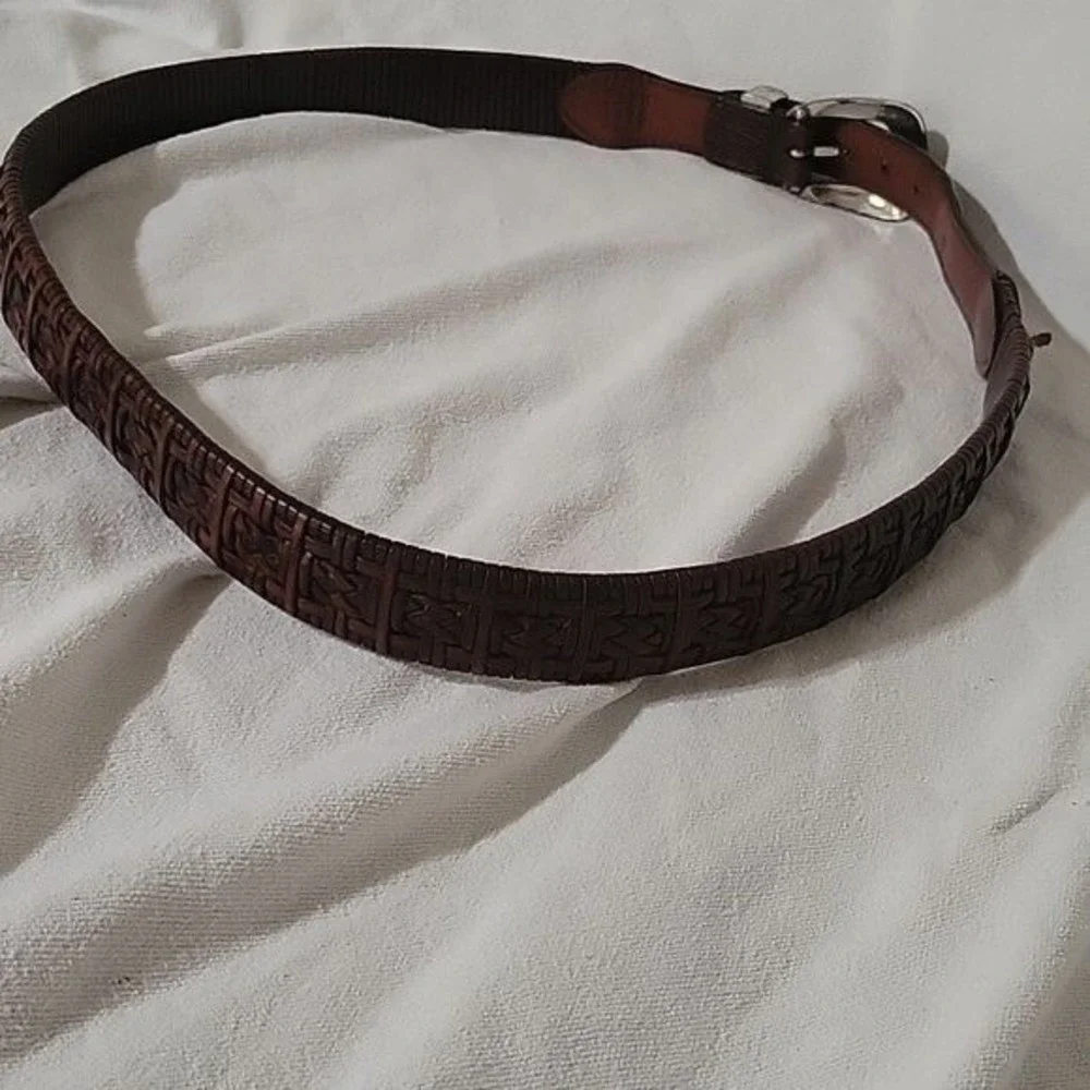 Rustic Brown Mens Braided Stretchy Full Grain Leather‎ Cowboy Dress Belt 36